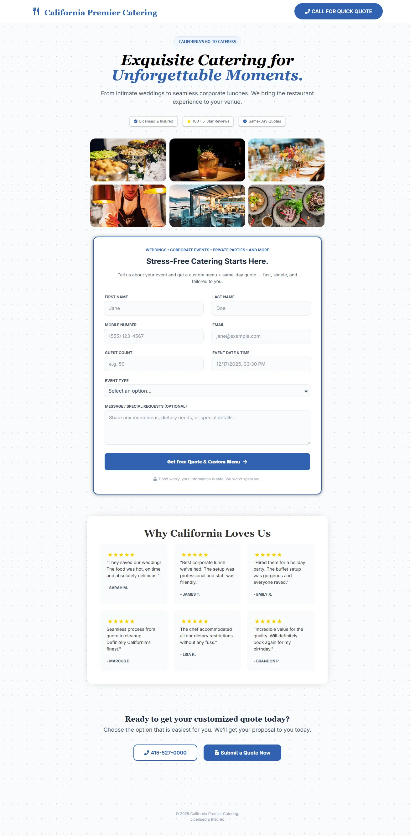 Eliteevent - Catering website preview