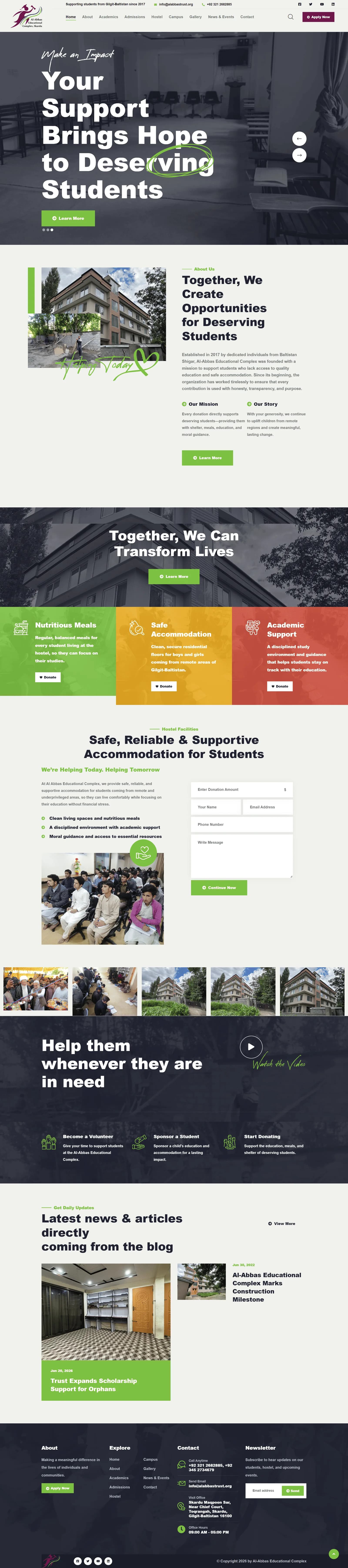 Alabbas Educational Complex website preview